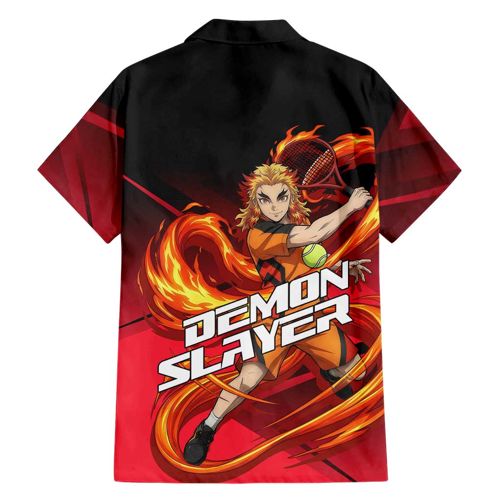 Kyojuro Rengoku Flame Rally Family Matching Summer Maxi Dress and Hawaiian Shirt Sporty Anime Mashup Style