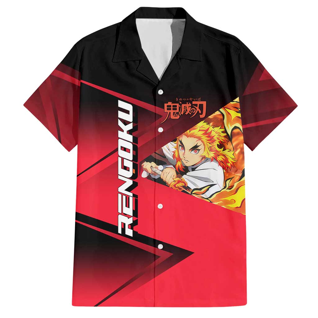 Kyojuro Rengoku Flame Rally Hawaiian Shirt Sporty Anime Mashup Style