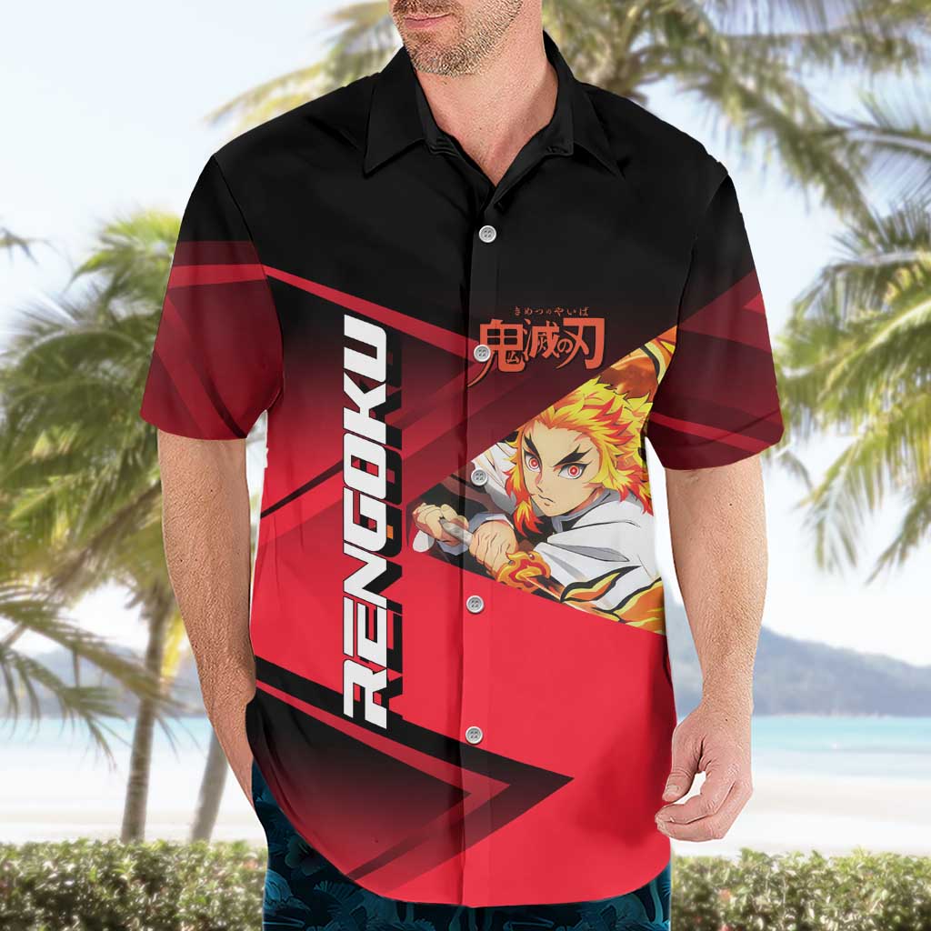 Kyojuro Rengoku Flame Rally Hawaiian Shirt Sporty Anime Mashup Style
