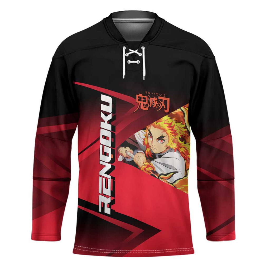 Kyojuro Rengoku Flame Rally Hockey Jersey Sporty Anime Mashup Style