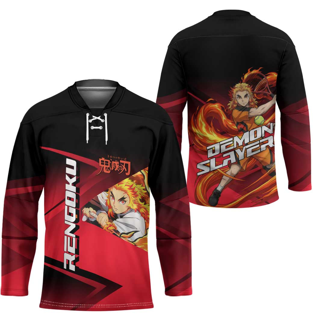 Kyojuro Rengoku Flame Rally Hockey Jersey Sporty Anime Mashup Style