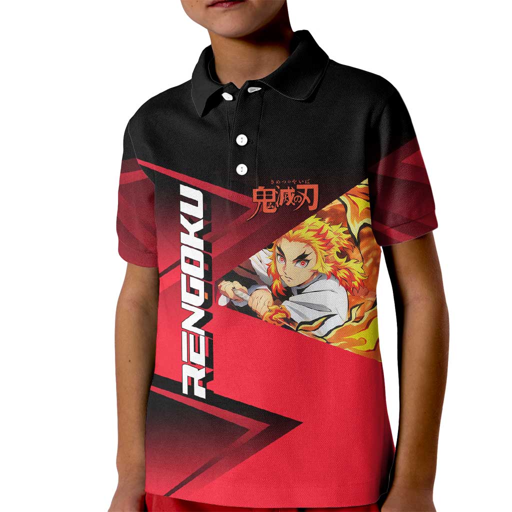 Kyojuro Rengoku Flame Rally Kid Polo Shirt Sporty Anime Mashup Style
