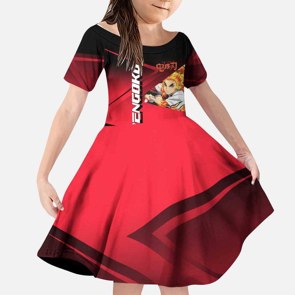 Kyojuro Rengoku Flame Rally Kid Short Sleeve Dress Sporty Anime Mashup Style