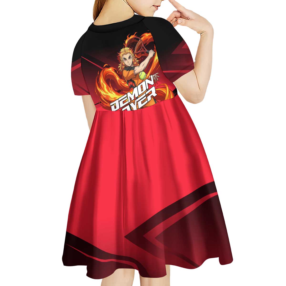 Kyojuro Rengoku Flame Rally Kid Short Sleeve Dress Sporty Anime Mashup Style