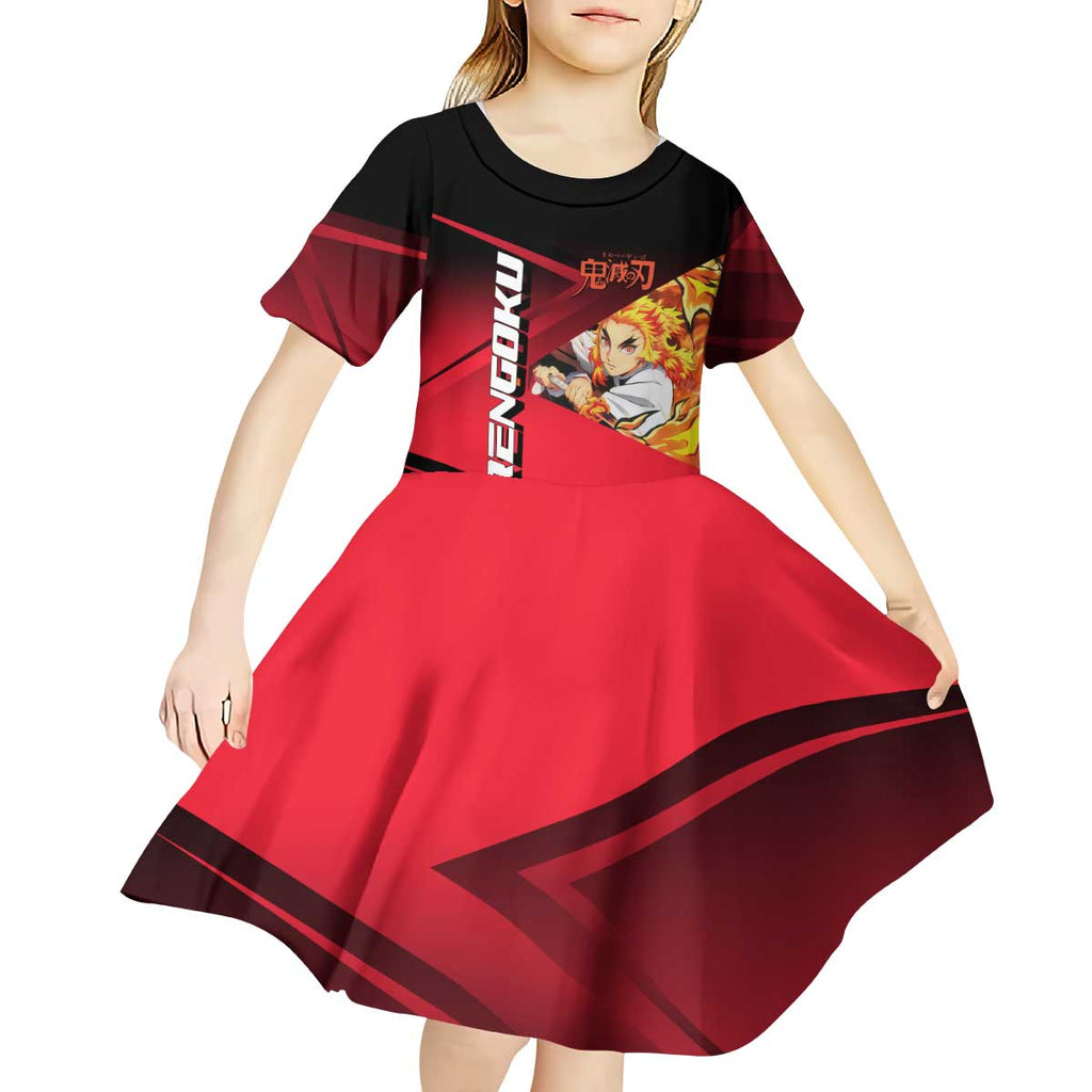 Kyojuro Rengoku Flame Rally Kid Short Sleeve Dress Sporty Anime Mashup Style