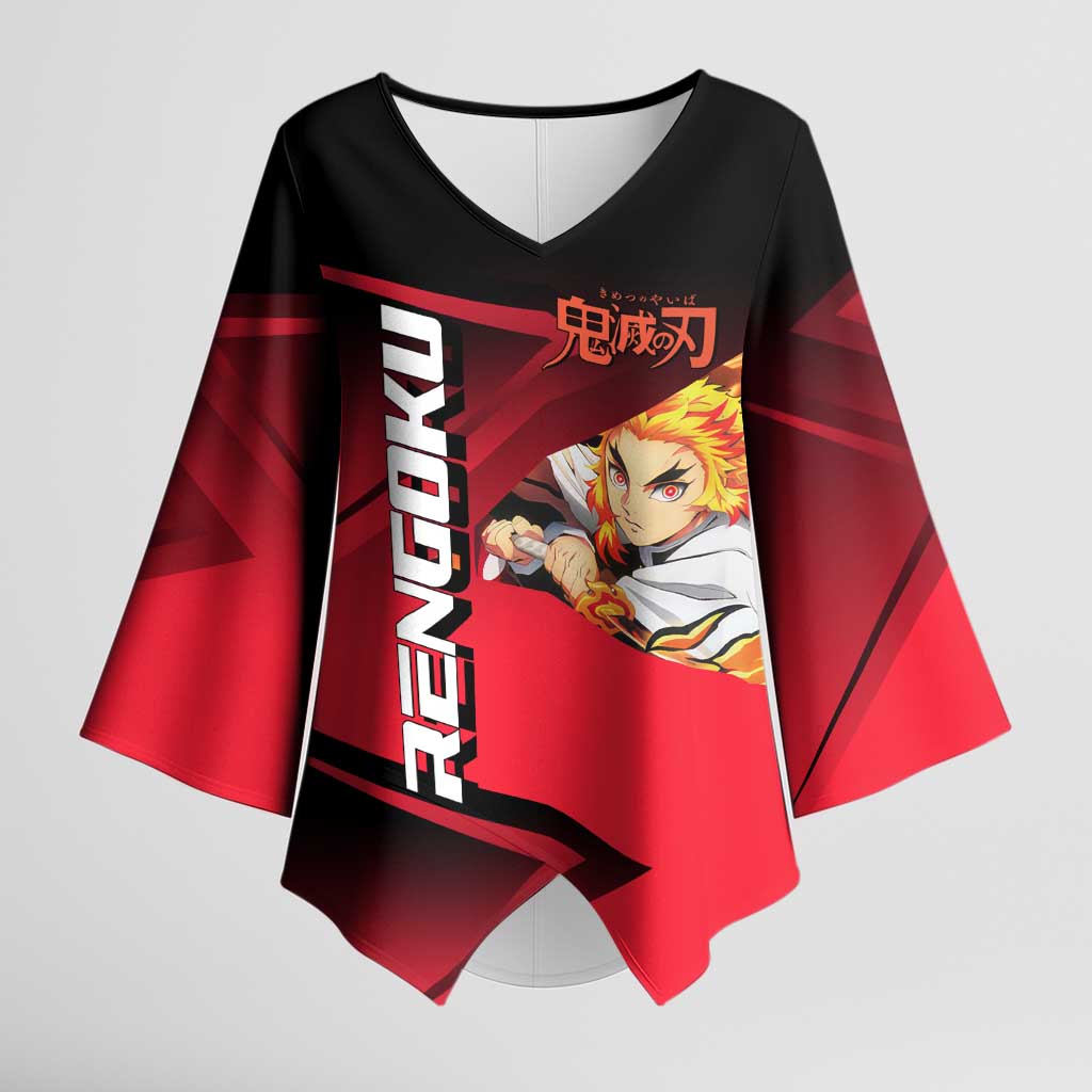 Kyojuro Rengoku Flame Rally Kimono Sleeve Blouse Sporty Anime Mashup Style