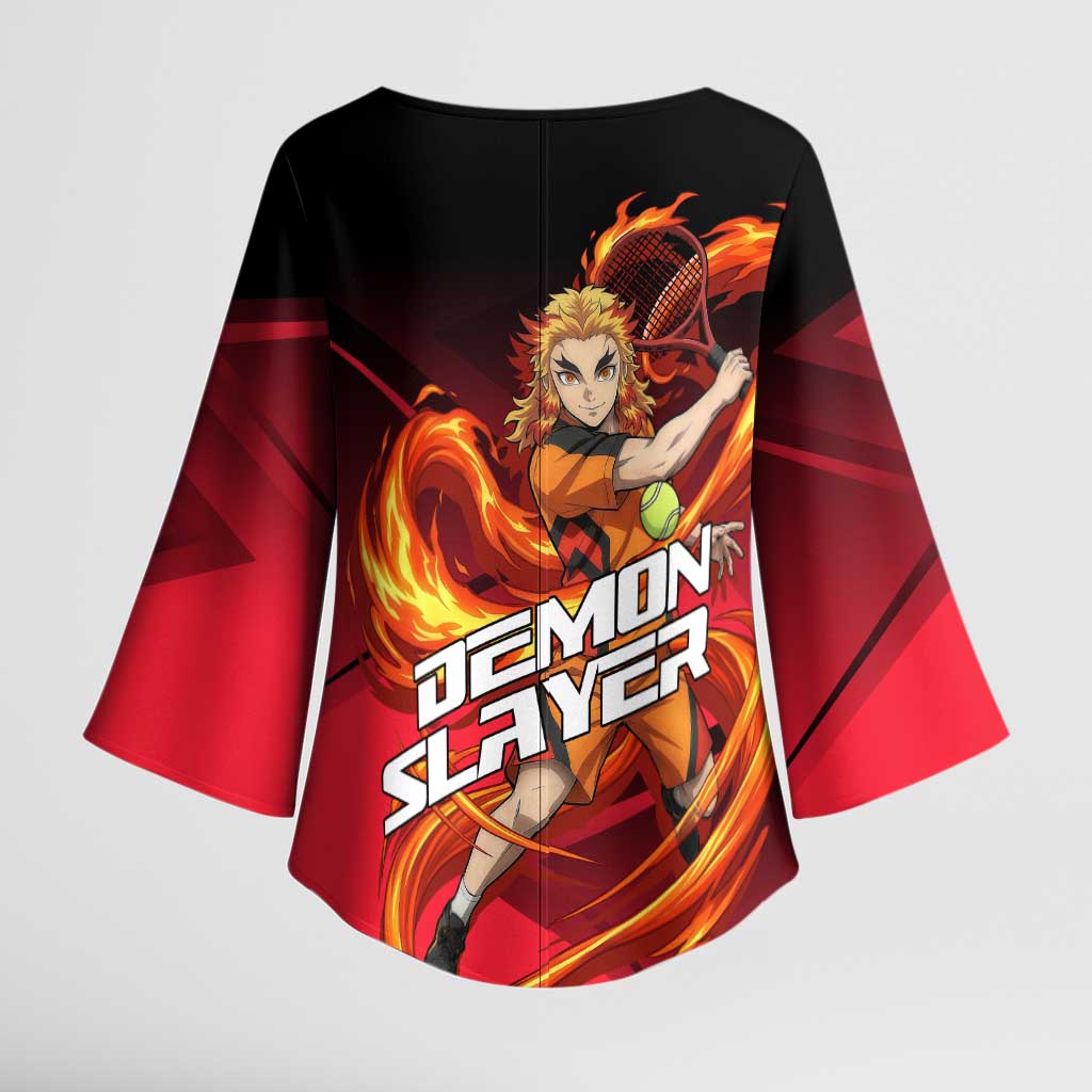 Kyojuro Rengoku Flame Rally Kimono Sleeve Blouse Sporty Anime Mashup Style