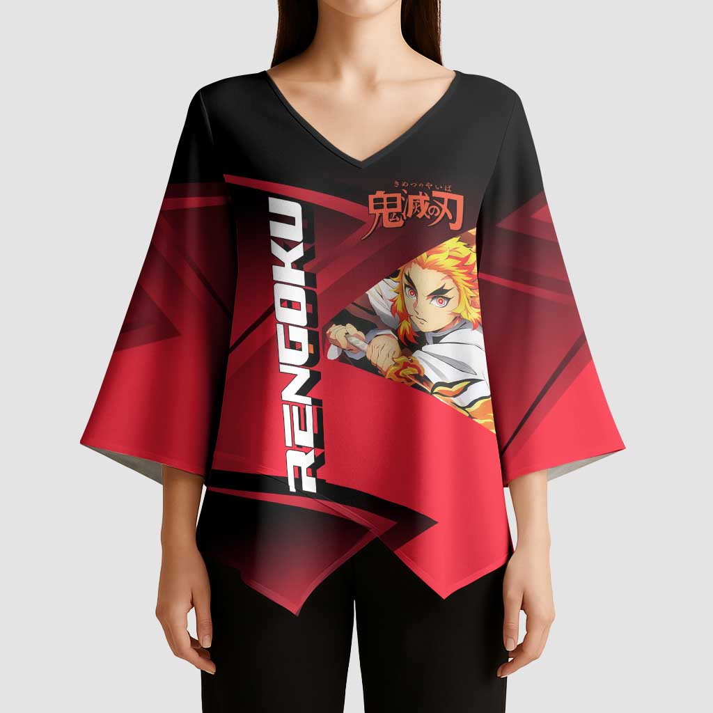 Kyojuro Rengoku Flame Rally Kimono Sleeve Blouse Sporty Anime Mashup Style