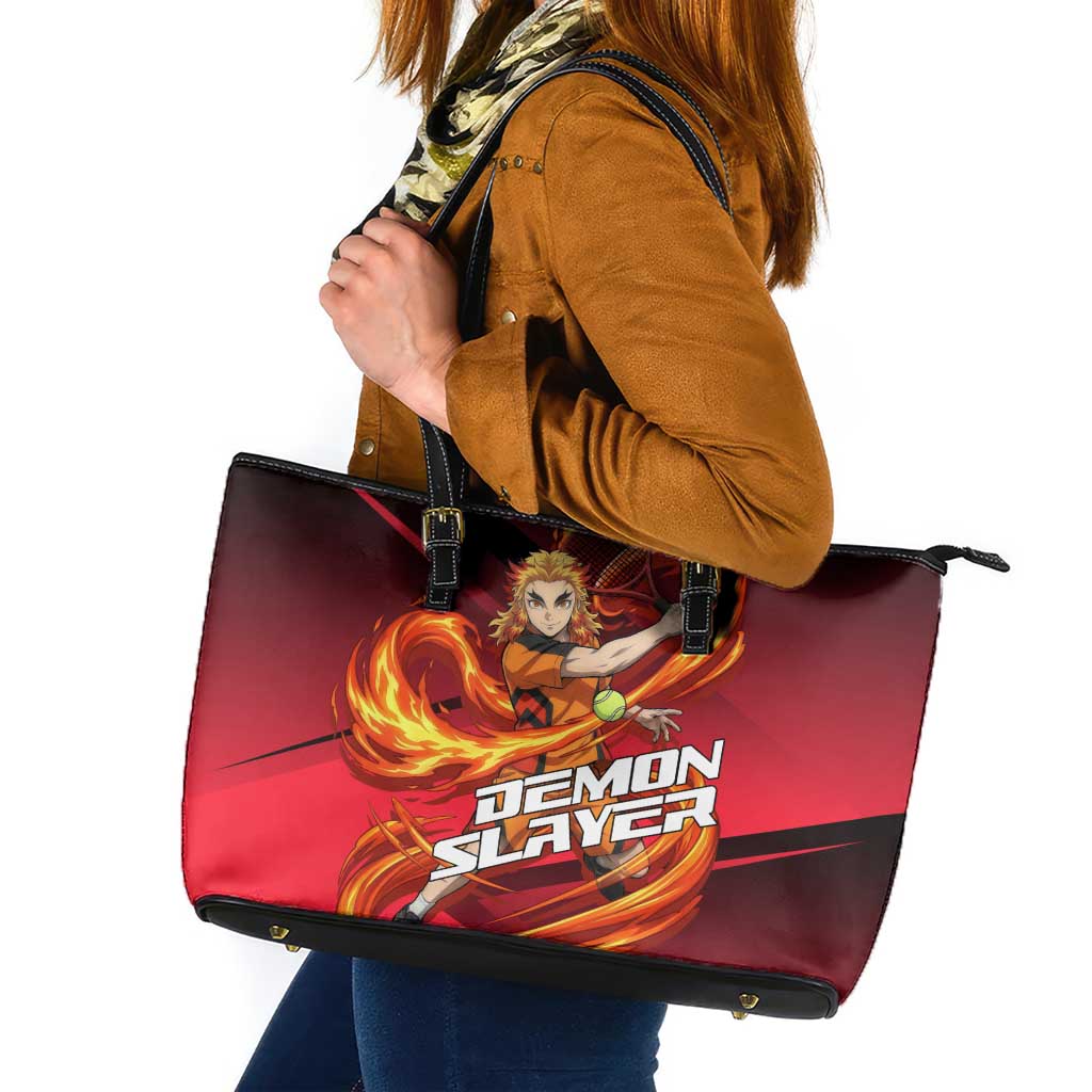 Kyojuro Rengoku Flame Rally Leather Tote Bag Sporty Anime Mashup Style