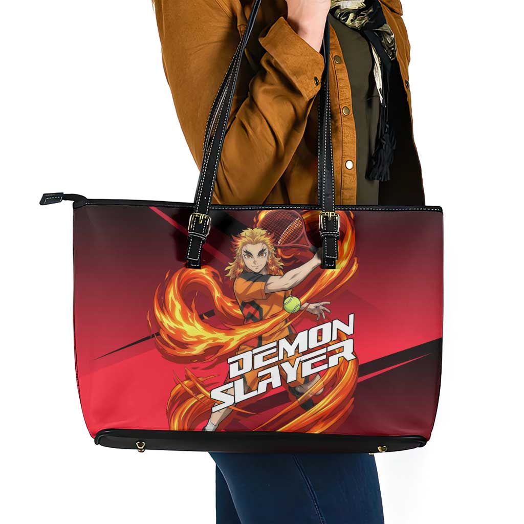 Kyojuro Rengoku Flame Rally Leather Tote Bag Sporty Anime Mashup Style