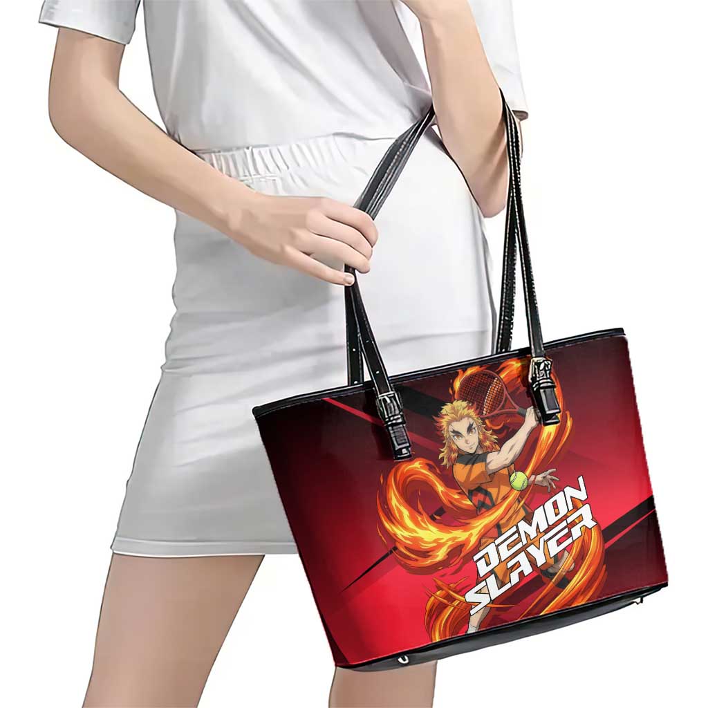 Kyojuro Rengoku Flame Rally Leather Tote Bag Sporty Anime Mashup Style