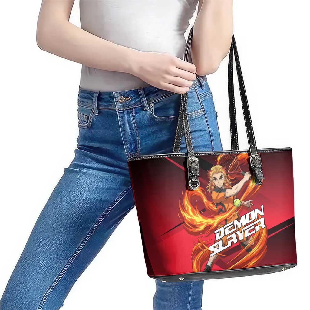 Kyojuro Rengoku Flame Rally Leather Tote Bag Sporty Anime Mashup Style