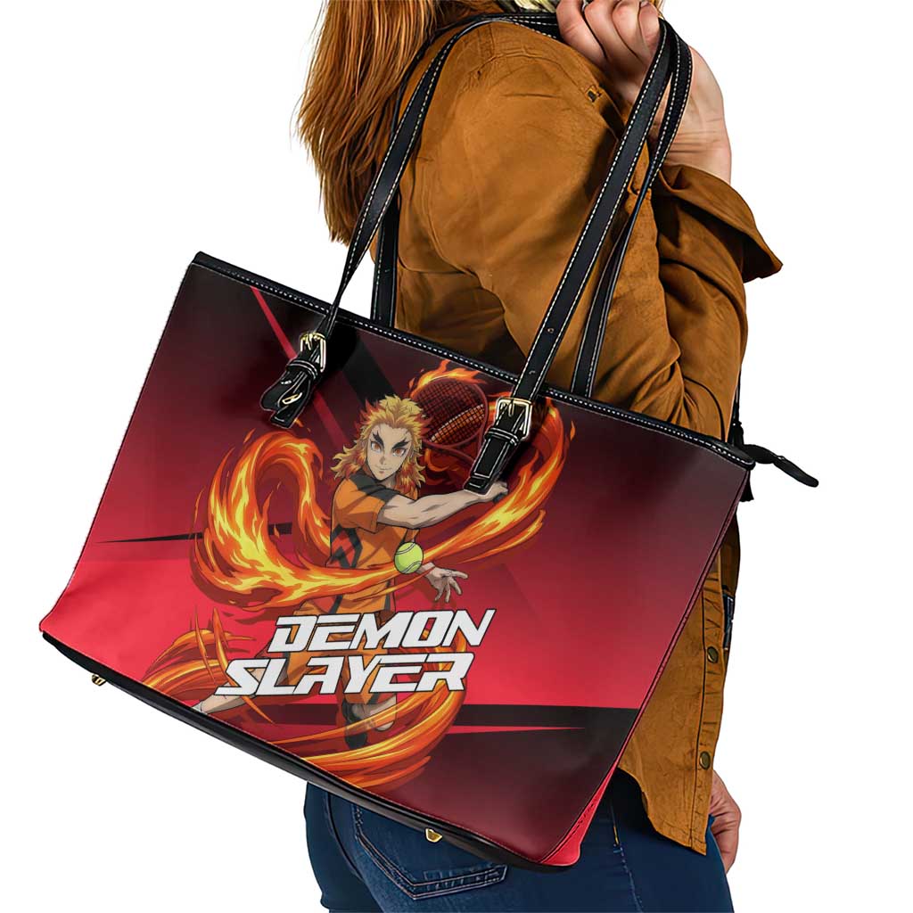 Kyojuro Rengoku Flame Rally Leather Tote Bag Sporty Anime Mashup Style