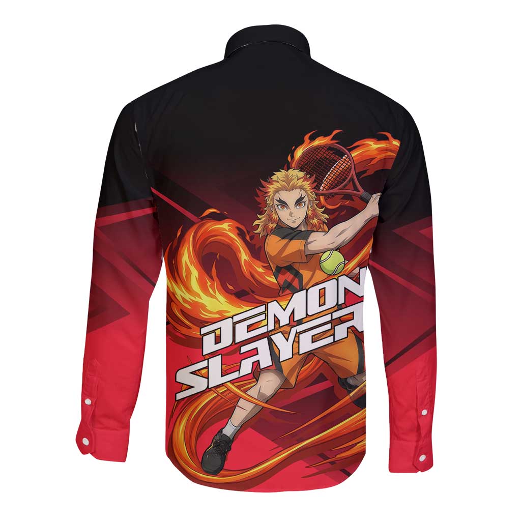 Kyojuro Rengoku Flame Rally Long Sleeve Button Shirt Sporty Anime Mashup Style
