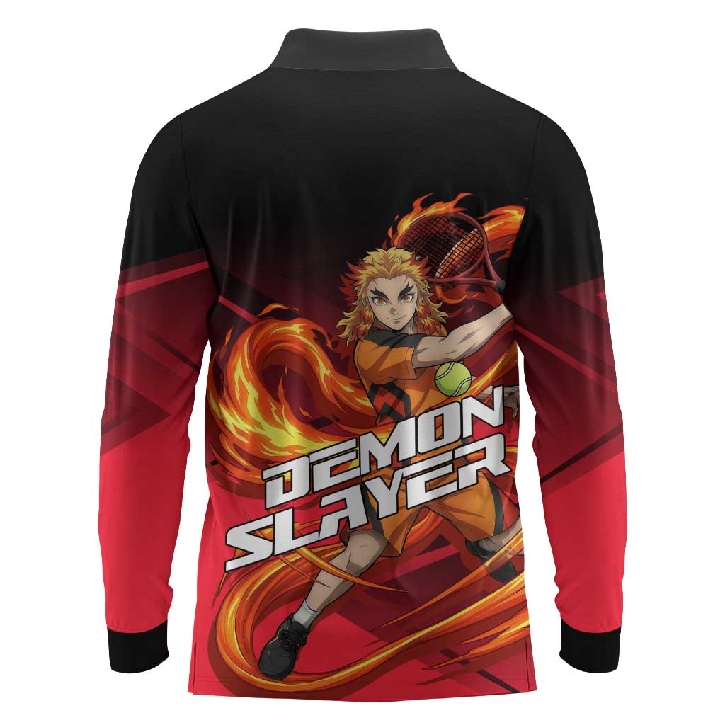 Kyojuro Rengoku Flame Rally Long Sleeve Polo Shirt Sporty Anime Mashup Style