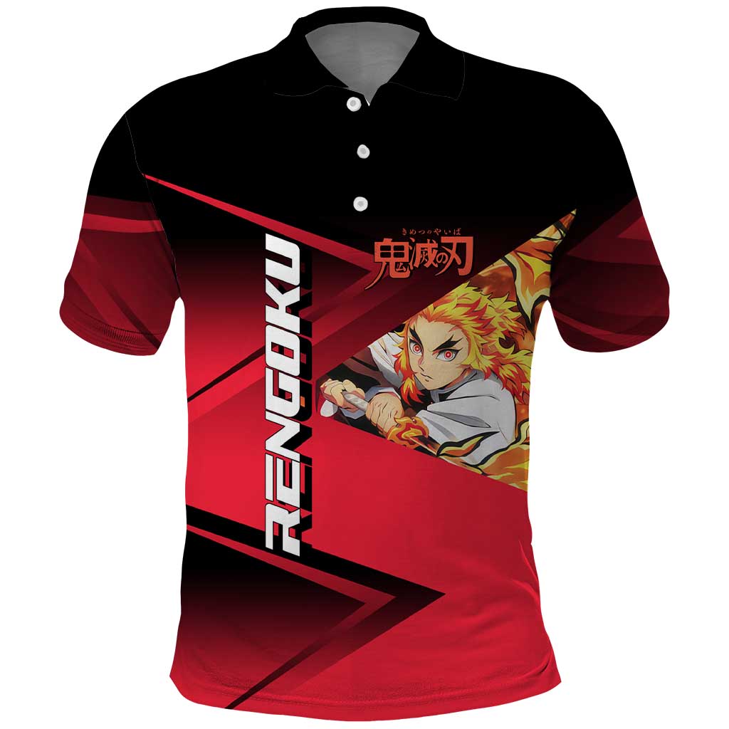 Kyojuro Rengoku Flame Rally Polo Shirt Sporty Anime Mashup Style