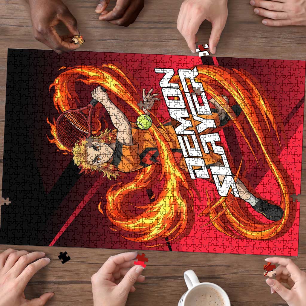 Kyojuro Rengoku Flame Rally Puzzle Sporty Anime Mashup Style