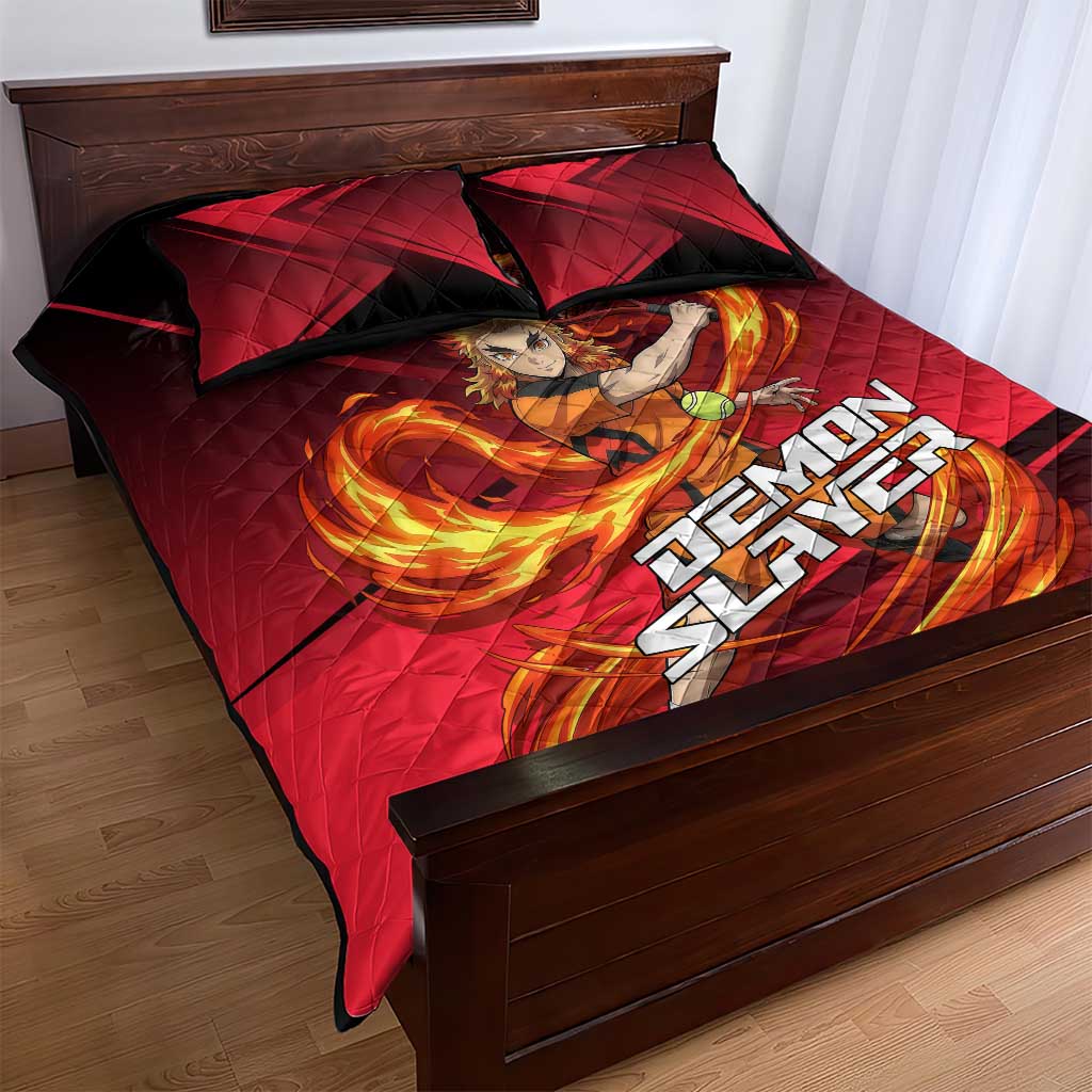 Kyojuro Rengoku Flame Rally Quilt Bed Set Sporty Anime Mashup Style