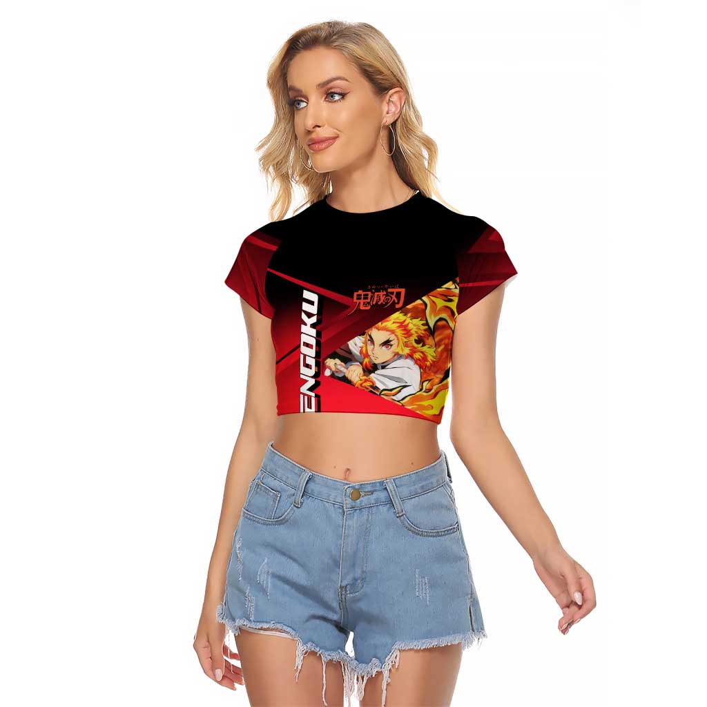 Kyojuro Rengoku Flame Rally Raglan Cropped T Shirt Sporty Anime Mashup Style