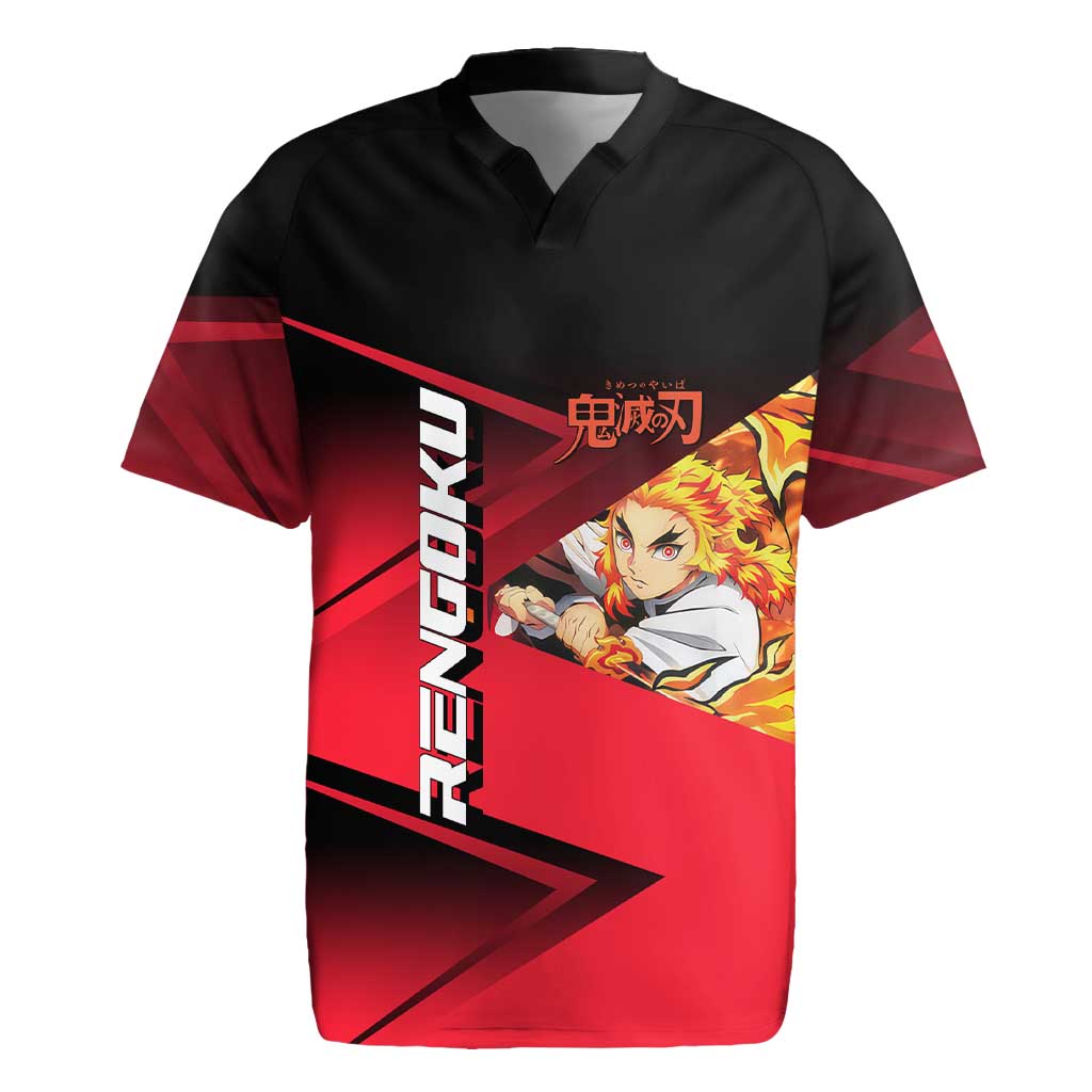 Kyojuro Rengoku Flame Rally Rugby Jersey Sporty Anime Mashup Style