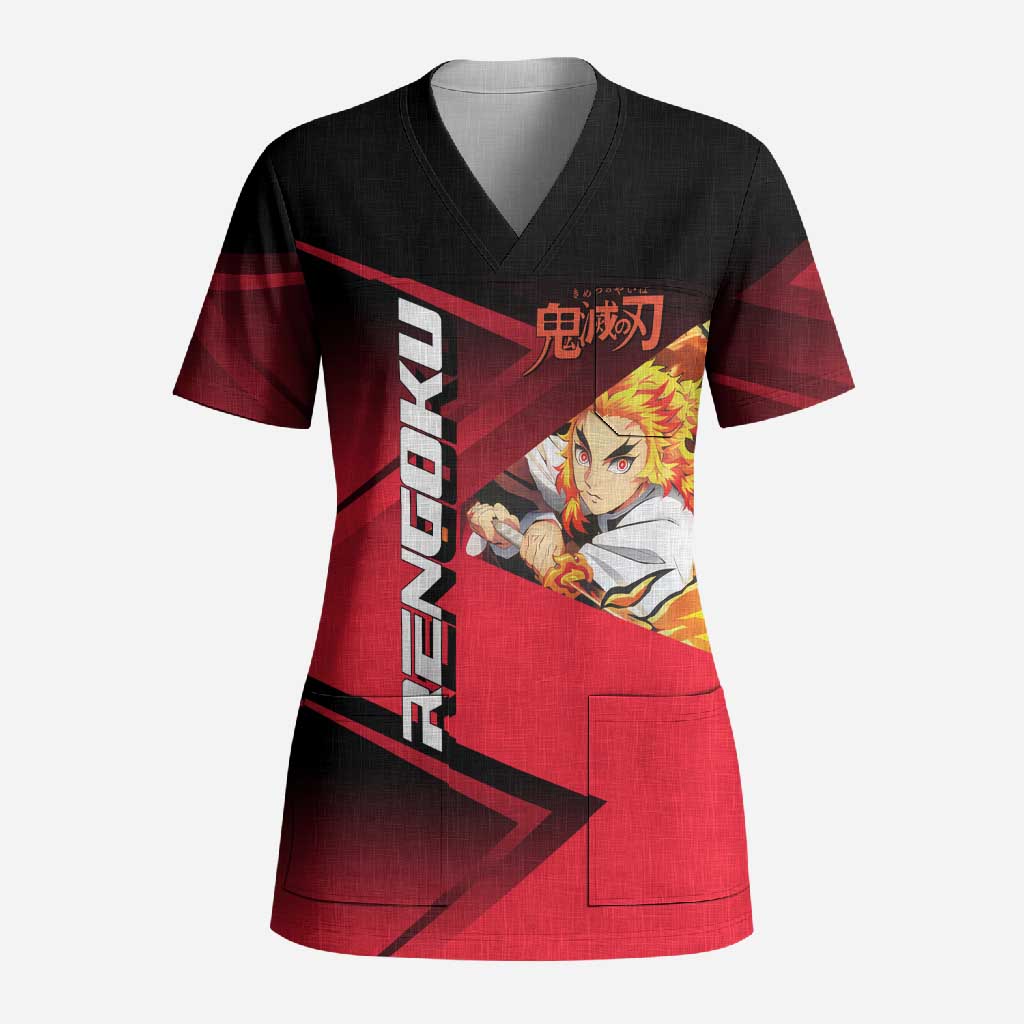 Kyojuro Rengoku Flame Rally Scrub Top Sporty Anime Mashup Style