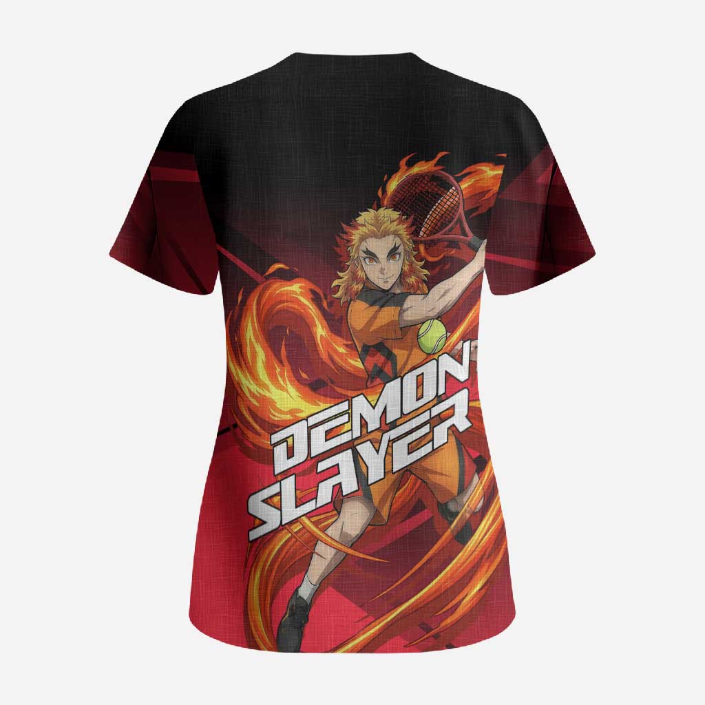 Kyojuro Rengoku Flame Rally Scrub Top Sporty Anime Mashup Style