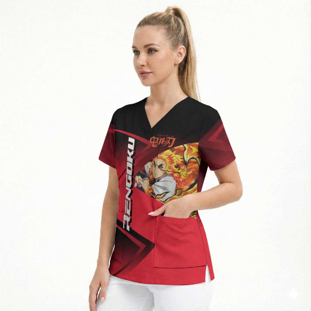 Kyojuro Rengoku Flame Rally Scrub Top Sporty Anime Mashup Style
