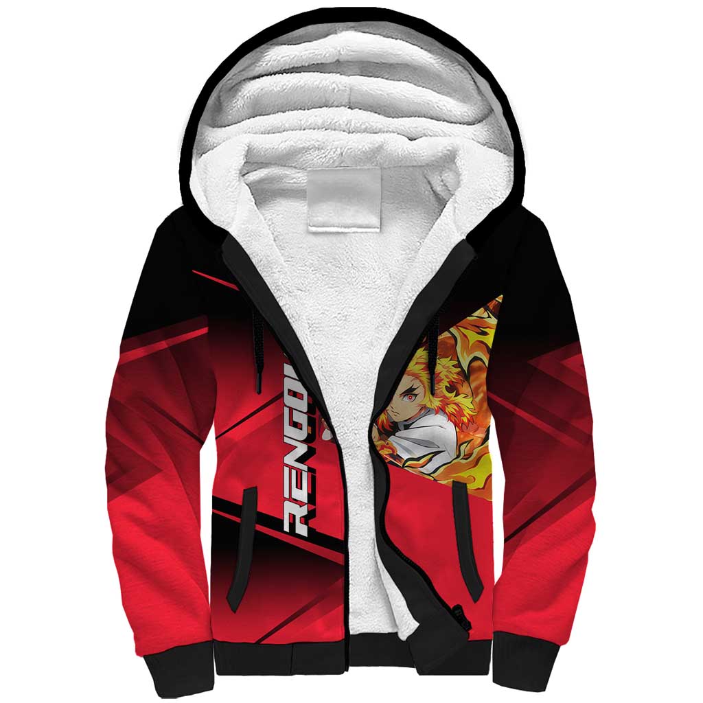 Kyojuro Rengoku Flame Rally Sherpa Hoodie Sporty Anime Mashup Style