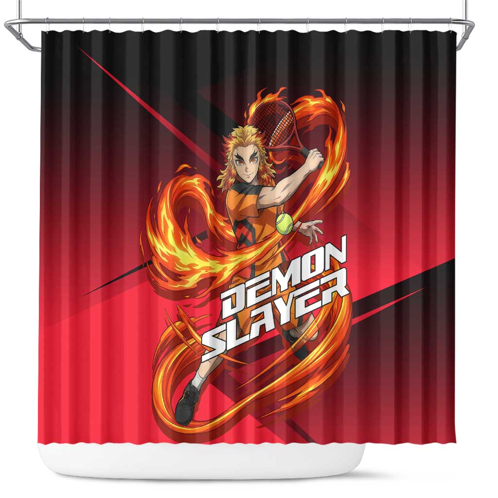 Kyojuro Rengoku Flame Rally Shower Curtain Sporty Anime Mashup Style