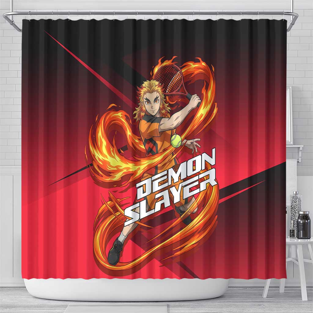 Kyojuro Rengoku Flame Rally Shower Curtain Sporty Anime Mashup Style