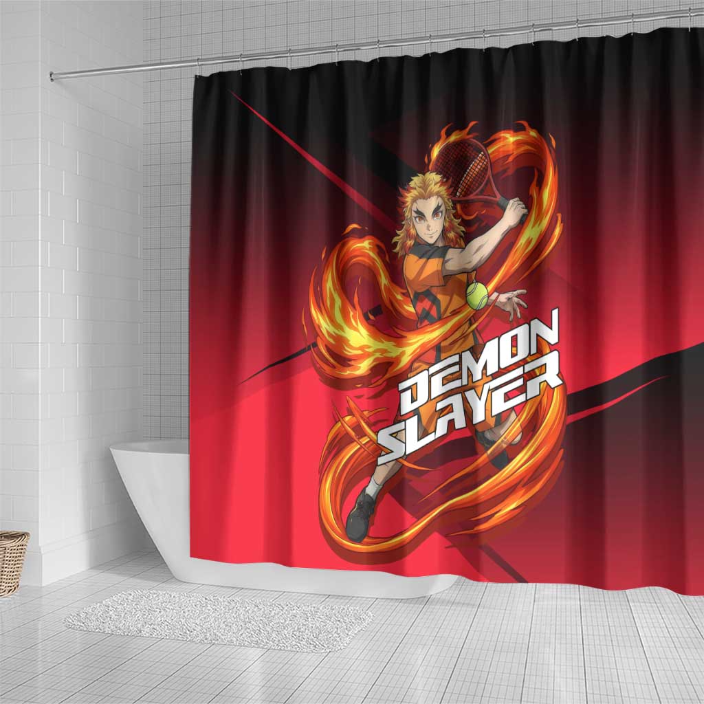Kyojuro Rengoku Flame Rally Shower Curtain Sporty Anime Mashup Style