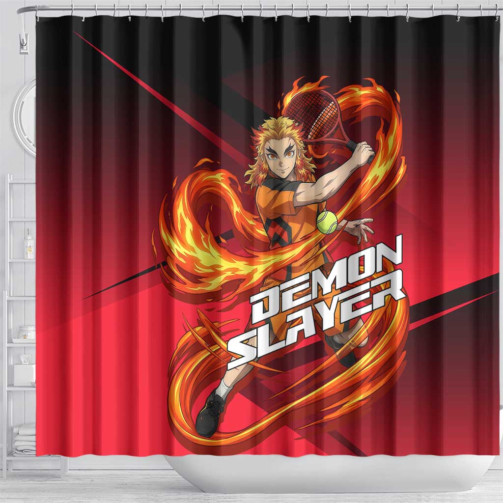 Kyojuro Rengoku Flame Rally Shower Curtain Sporty Anime Mashup Style