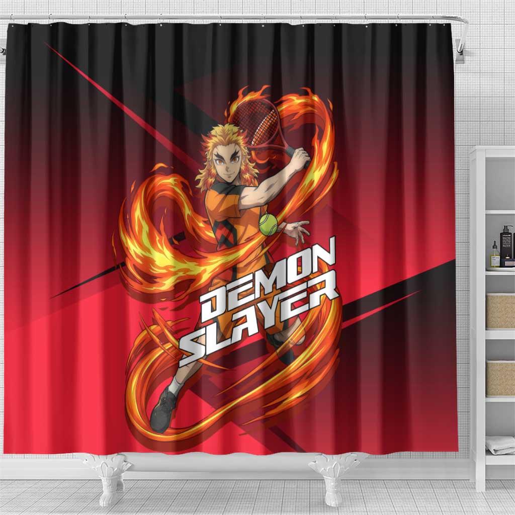 Kyojuro Rengoku Flame Rally Shower Curtain Sporty Anime Mashup Style