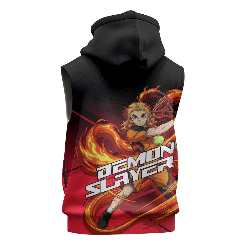Kyojuro Rengoku Flame Rally Sleeveless Hoodie Sporty Anime Mashup Style