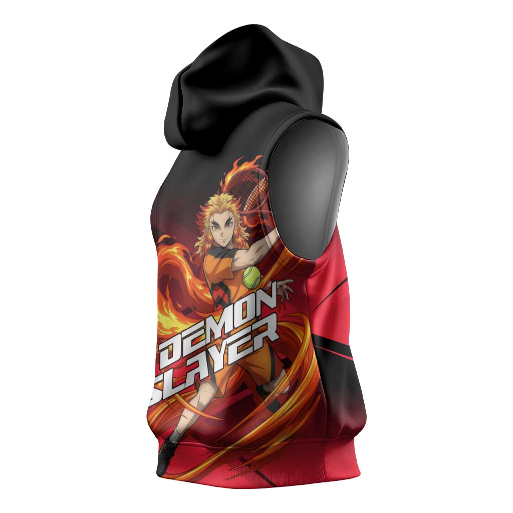 Kyojuro Rengoku Flame Rally Sleeveless Hoodie Sporty Anime Mashup Style
