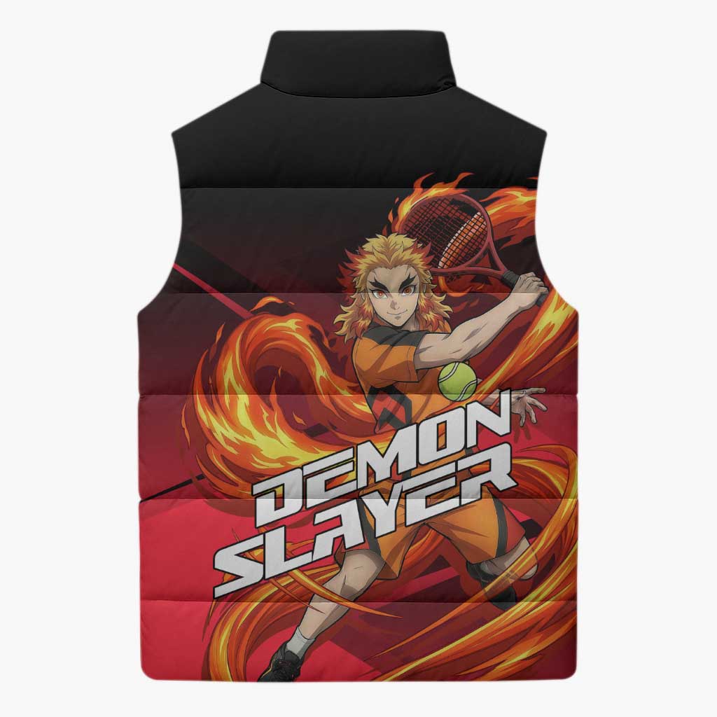 Kyojuro Rengoku Flame Rally Sleeveless Puffer Jacket Sporty Anime Mashup Style