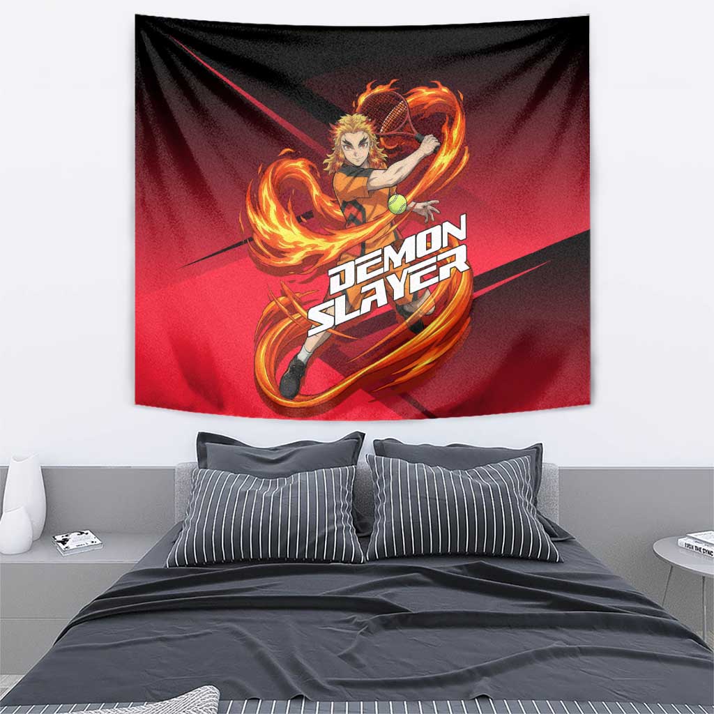 Kyojuro Rengoku Flame Rally Tapestry Sporty Anime Mashup Style