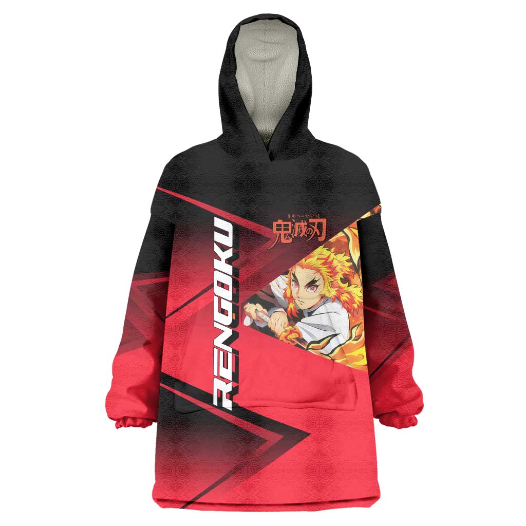 Kyojuro Rengoku Flame Rally Wearable Blanket Hoodie Sporty Anime Mashup Style
