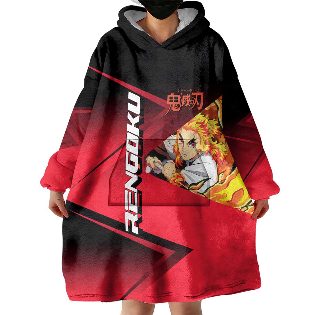 Kyojuro Rengoku Flame Rally Wearable Blanket Hoodie Sporty Anime Mashup Style