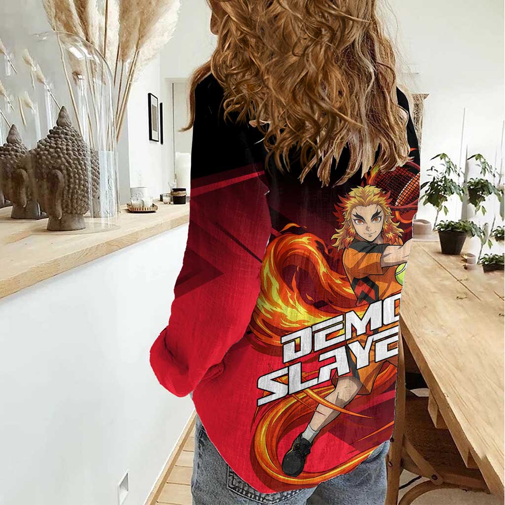 Kyojuro Rengoku Flame Rally Women Casual Shirt Sporty Anime Mashup Style