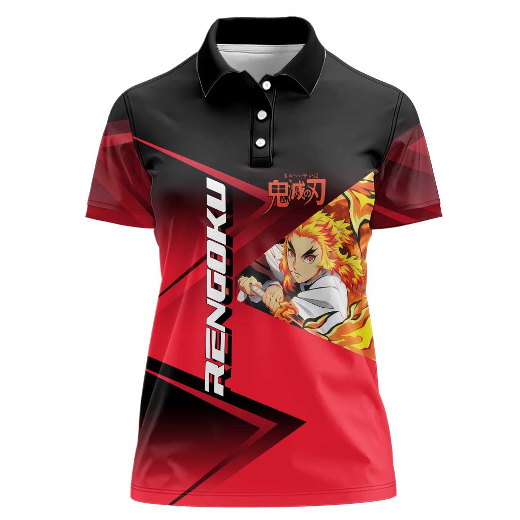 Kyojuro Rengoku Flame Rally Women Polo Shirt Sporty Anime Mashup Style