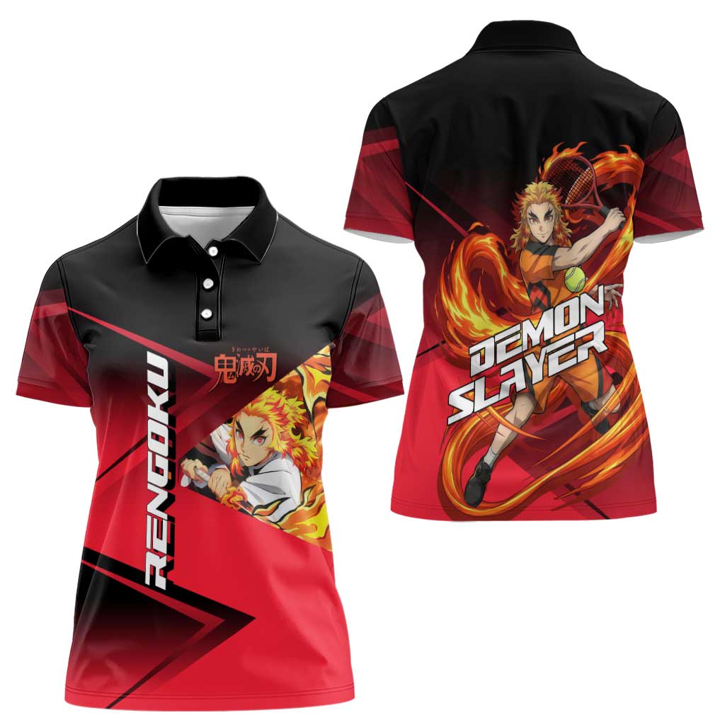 Kyojuro Rengoku Flame Rally Women Polo Shirt Sporty Anime Mashup Style