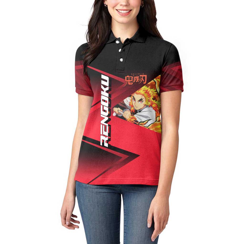 Kyojuro Rengoku Flame Rally Women Polo Shirt Sporty Anime Mashup Style