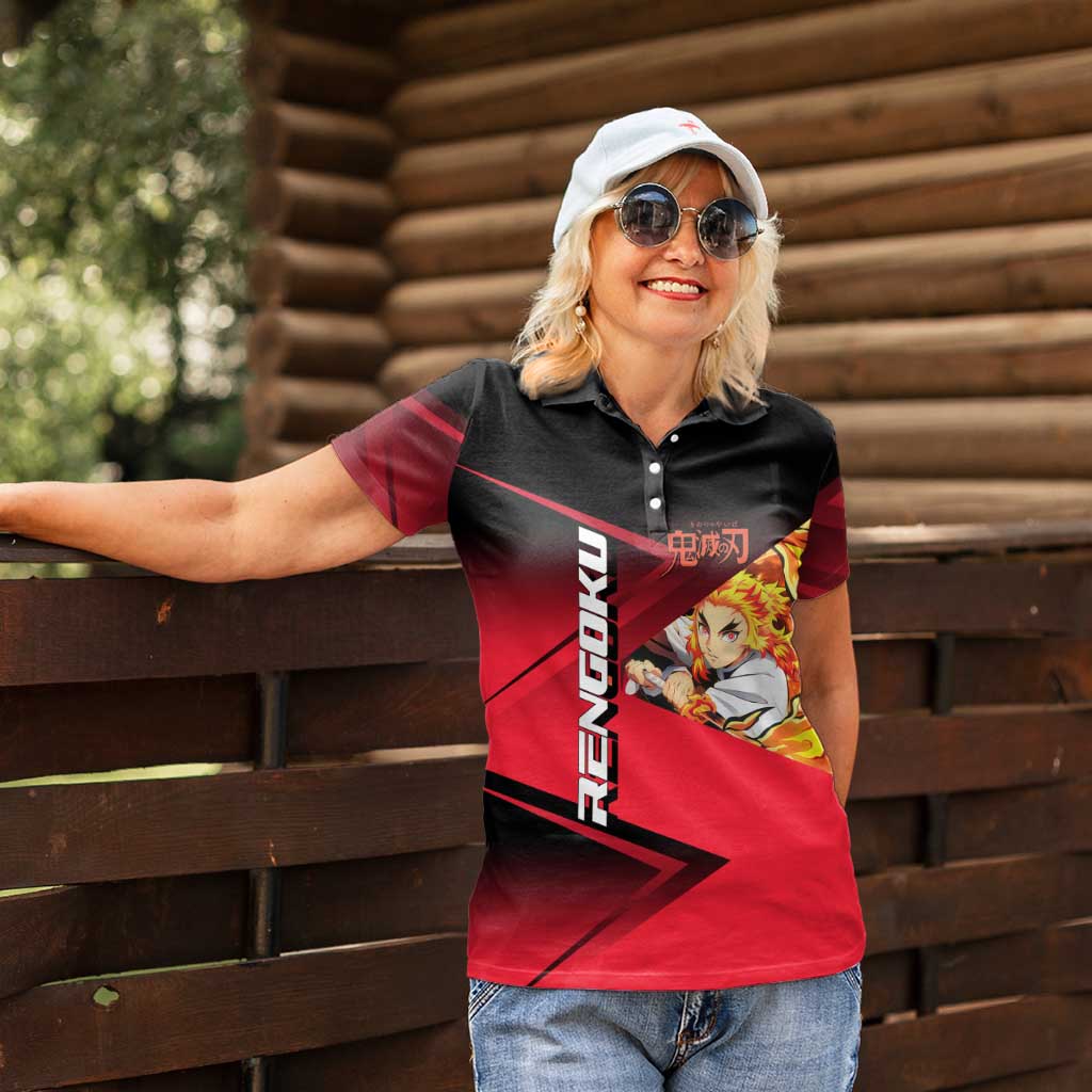 Kyojuro Rengoku Flame Rally Women Polo Shirt Sporty Anime Mashup Style