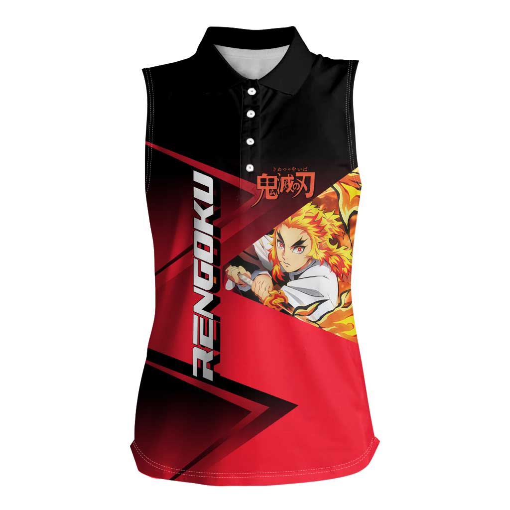 Kyojuro Rengoku Flame Rally Women Sleeveless Polo Shirt Sporty Anime Mashup Style