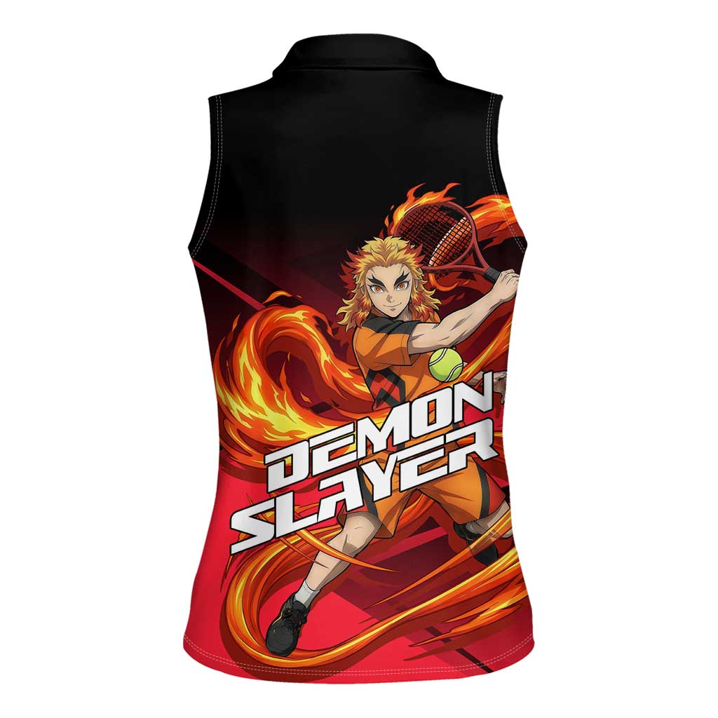 Kyojuro Rengoku Flame Rally Women Sleeveless Polo Shirt Sporty Anime Mashup Style