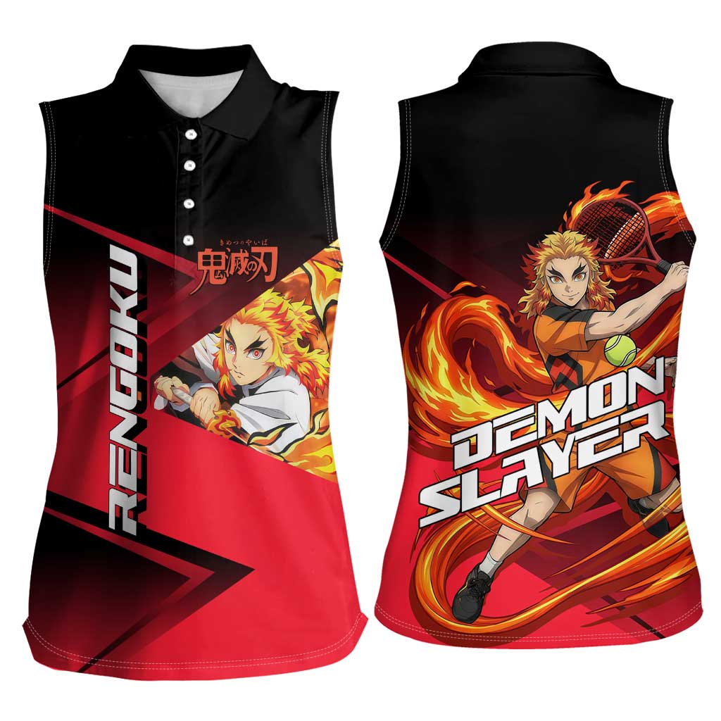 Kyojuro Rengoku Flame Rally Women Sleeveless Polo Shirt Sporty Anime Mashup Style