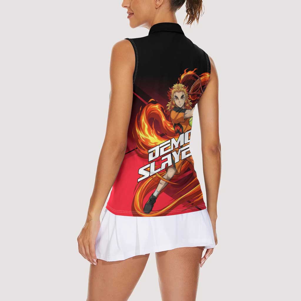 Kyojuro Rengoku Flame Rally Women Sleeveless Polo Shirt Sporty Anime Mashup Style