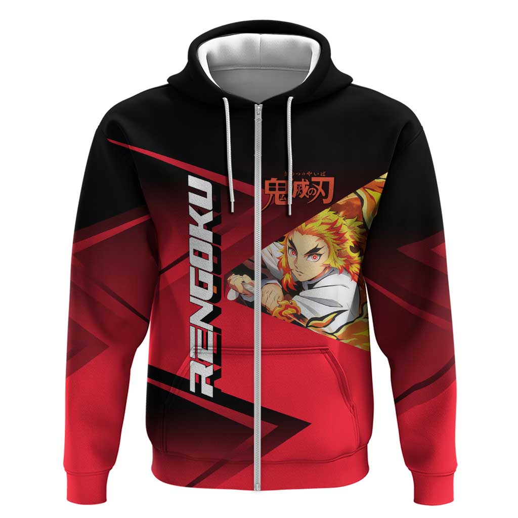 Kyojuro Rengoku Flame Rally Zip Hoodie Sporty Anime Mashup Style