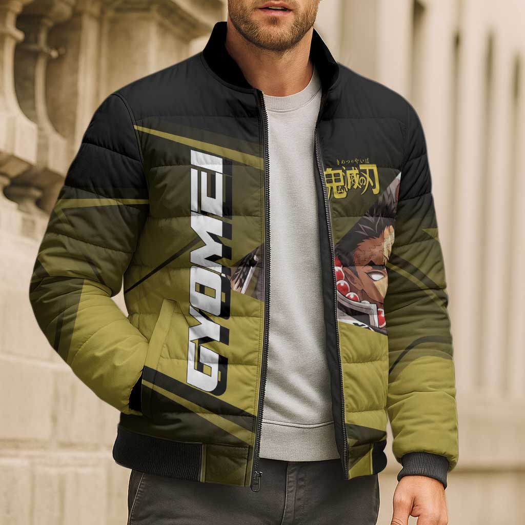 Gyomei Himejima Stone Serve Bomber Puffer Jacket Sporty Anime Mashup Style